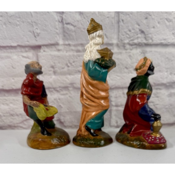 Atlantic Mold Set Of The 3 Wiseman  Christmas Nativity Set Haind Painted Ceramic - Picture 2 of 5